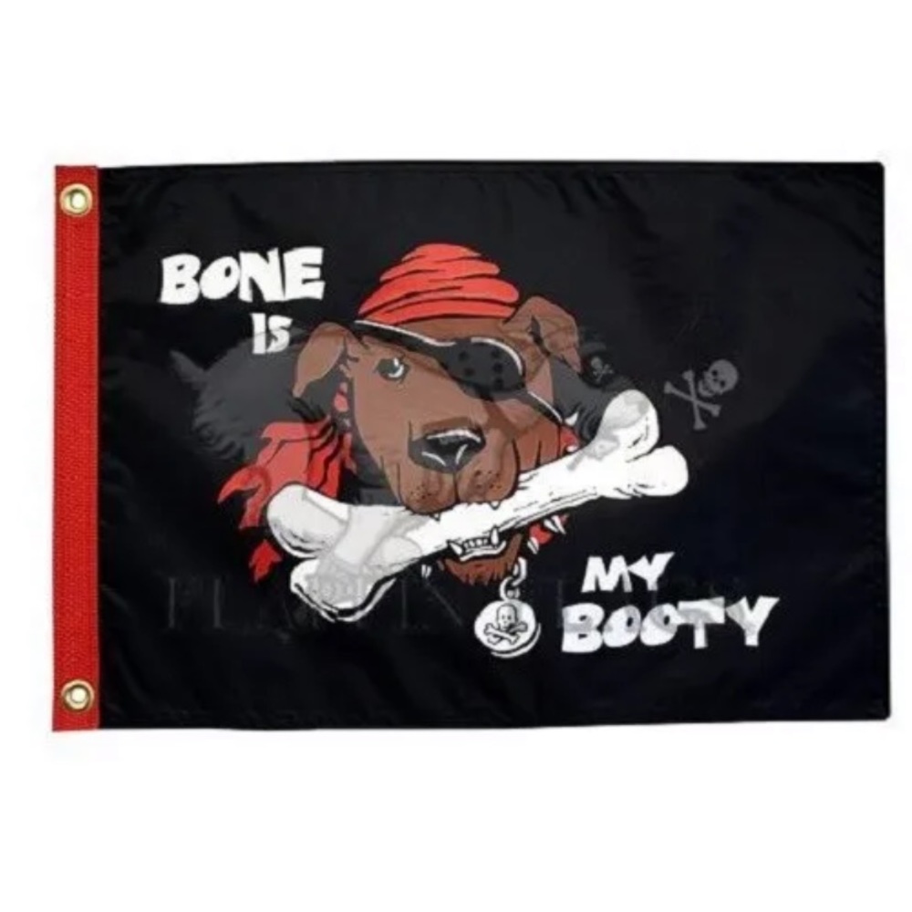 💜 Pirate Animal Dog 12"X18" BONE IS MY BOOTY 2Sided Weather Fade Resistant Flag
